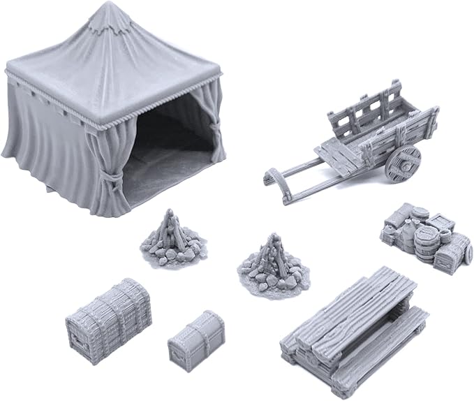 EnderToys Traveler's Camp II by Printable Scenery, 3D Printed Tabletop RPG Scenery and Wargame Terrain 28mm Miniatures