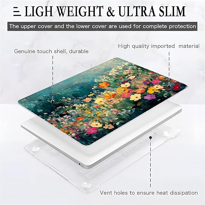 Compatible with MacBook Air 13.3 13.6 Inch Case 2022 2021 2020 2019 Plastic Hard Shell Case Cover,13.3 Pro(A1706/A1708/A1989/A2159/A2289/A2338), Spring Flowers