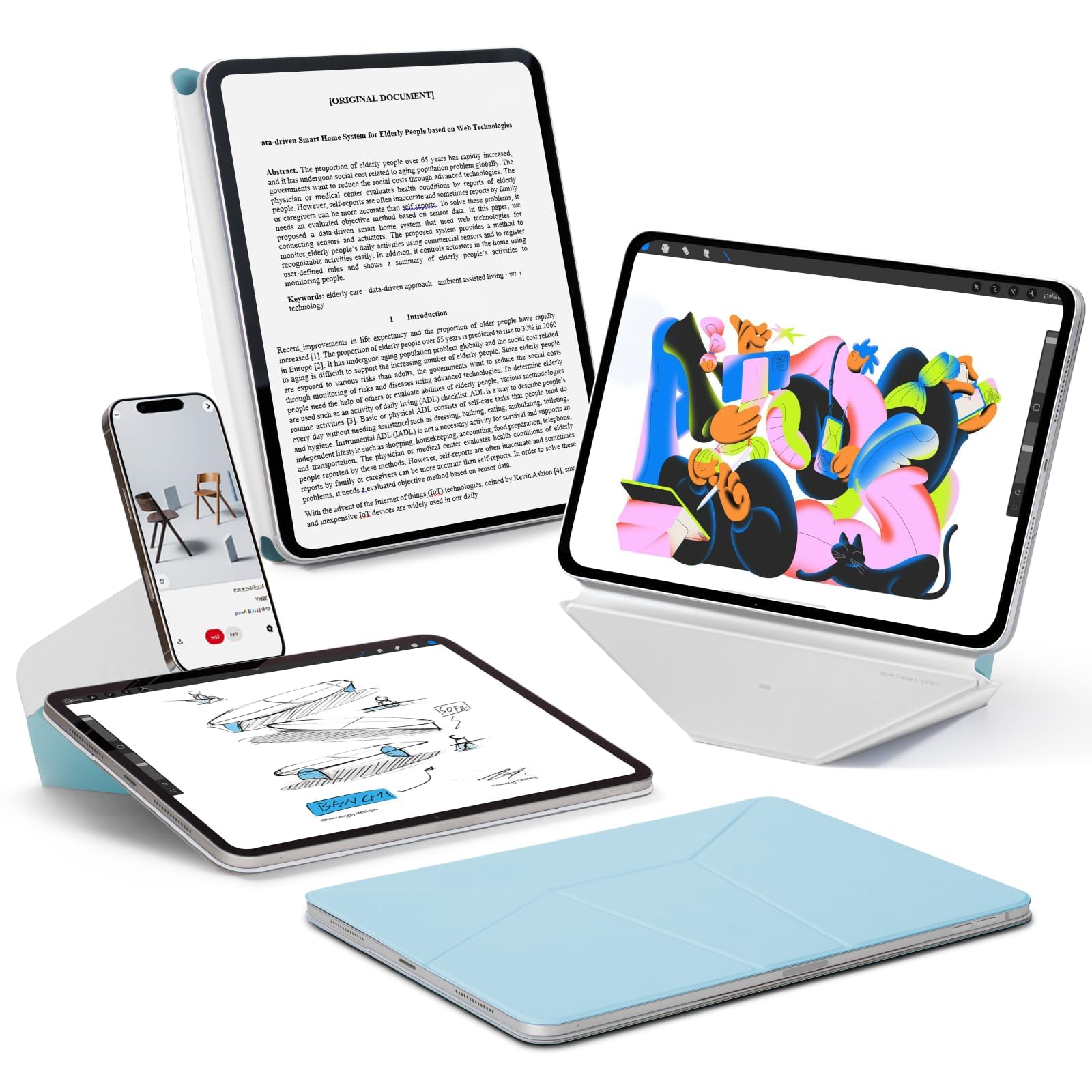 MOFT Dynamic Folio Case for iPad Pro 13-inch(M5 2025/M4 2024), Slim Magnetic Stand Case with 20+ Viewing Angles, Auto Wake/Sleep, Ultra Thin, Soothing Mist x Misty Cove