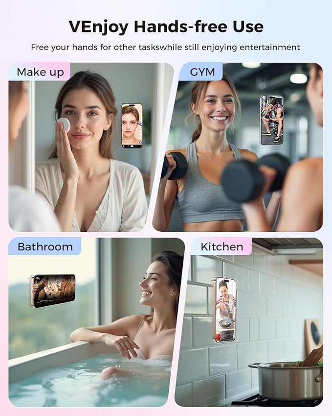 SUPERONE Magnetic Suction Phone Mount for MagSafe Case, Magnetic Silicone Sticky Phone Grip Holder for iPhone 16/15/14/13/12 Series, Hands-Free for Makeup/Selfie/Live Streaming/Vlog/TikTok - Clear