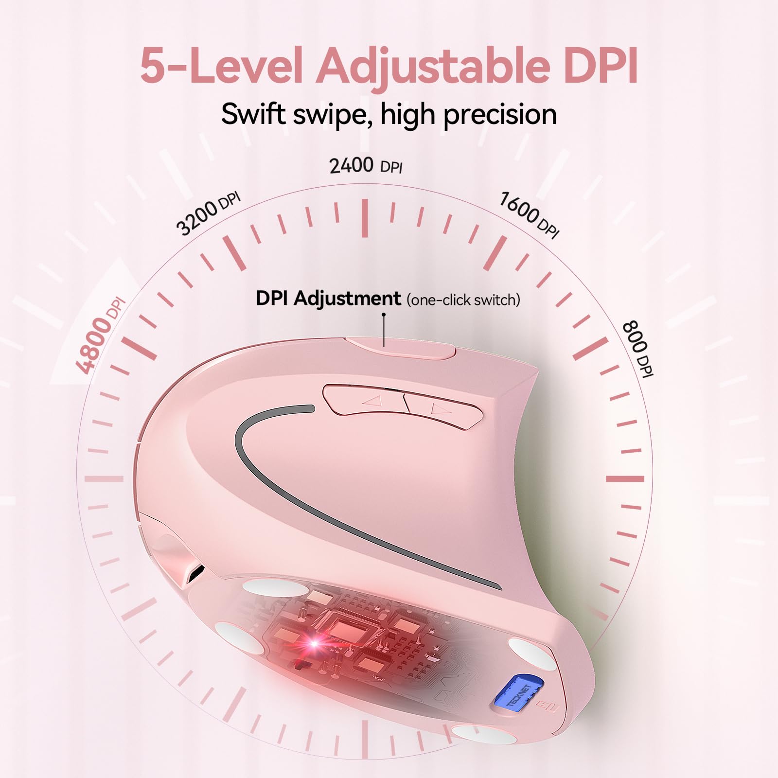 TECKNET Wireless Ergonomic Mouse, Rechargeable Wireless Vertical Mouse