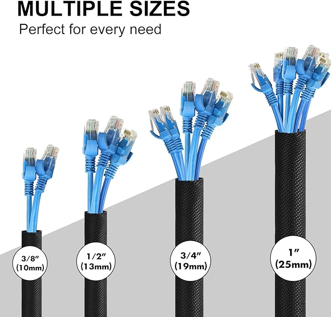 Secbolt Cord Protectors from Pets No Chew, 10ft - 1/2 inch Ultra Durable Cord Covers for Pets, Bite-Resistant Cable and Wire Protector for Cats, Dogs, Rabbits - Black