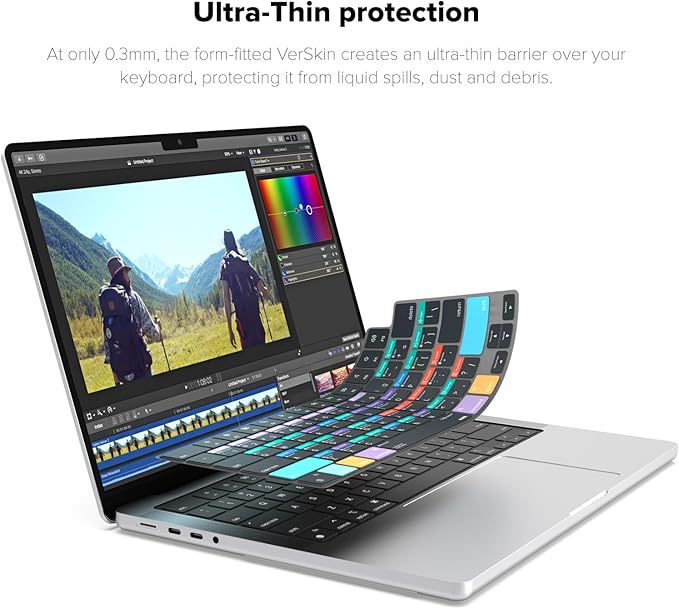 JCPal Final Cut Pro Shortcut Guide Keyboard Cover for Apple MacBook Pro 14 inch and MacBook Pro 16 inch (M1-M4 Models) and MacBook Air 13 inch and MacBook Air 15 inch (M2-M4 Models) (US-Layout)