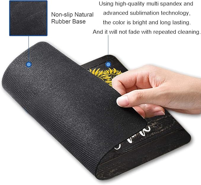 Sunflower 'You Are My Sunshine' Black Wood Gaming Mouse Mat - Square Waterproof Non-Slip Rubber Base Office Laptop Mouse Pad