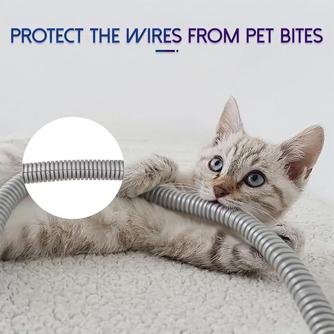 Split Wire Loom Tubing, 10,25ft Cord Protectors from Pets No Chew, Flexible Wire Covers Cord Protectors, Protective Split Cable Sleeve for Automotive Home Industrial Wires(Grey, 1.12inch-25ft)