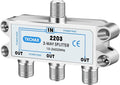 3 Way Coaxial Cable Splitter,Support 10-2602MHz, RG6 Compatible, Nickel-Plated for Cable Splitter,Work with CATV, Satellite TV,Antenna System and MoCA Configurations