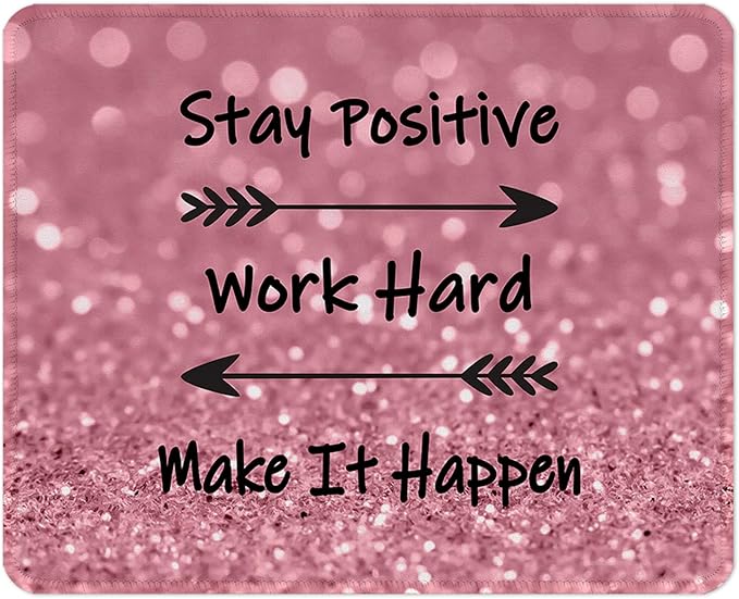 ITNRSIIET Mouse Pad with Stitched Edge Premium Textured Smooth Precise Operation Waterproof Washable Non-Slip Rubber Base Desktop Protection Mat, 10.2×8.3×0.12 inches, Pretty Inspirational Quotes