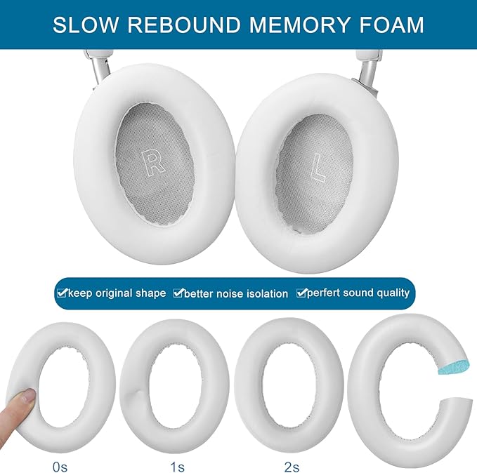 GEVO Earpads Replacement for Bose QuietComfort Ultra (QC Ultra), Ear Pads Cushions Replacement with Protein Leather and Memory Foam,White Smoke