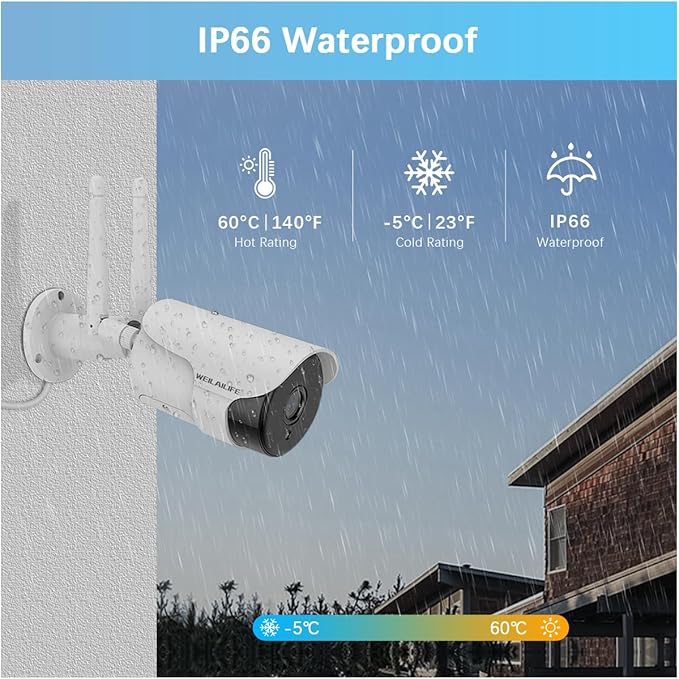 【130° Wide-Angle & 2-Way Audio】 Outdoor Wireless Security Camera System, WiFi Video Surveillance, Home Security Cameras