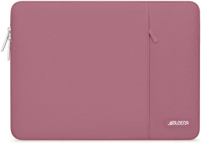 MOSISO Laptop Case 13.3 inch, 13-13.3 inch Laptop Sleeve Compatible with MacBook Air/Pro 13 / Pro 14, HP Dell ASUS Lenovo Notebook, Polyester Vertical Computer Sleeve Bag with Pocket, Dusty Rose