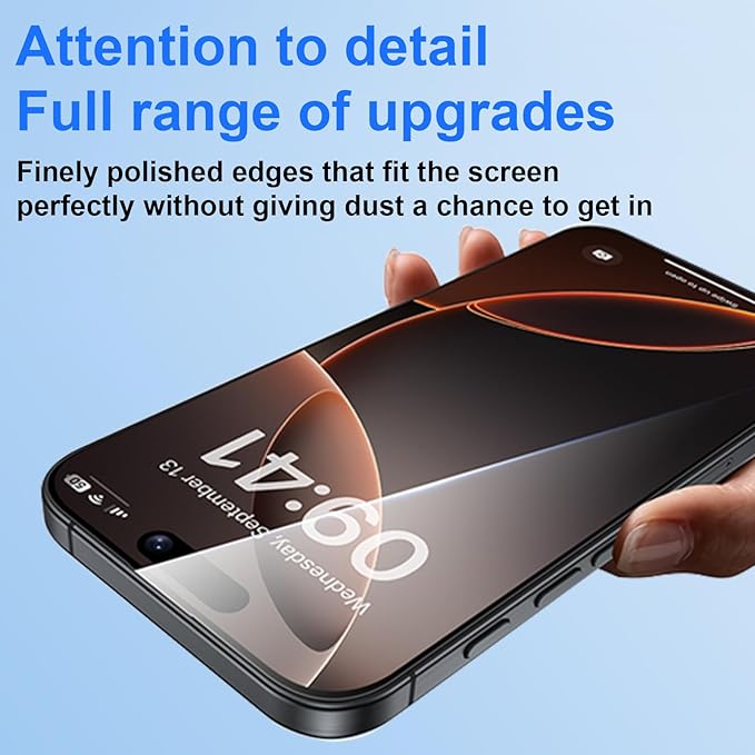 OneFish Full Edge Coverage Tempered Glass Screen Protector for IPhone 15 Pro 6.1 inch, 2 Pack Edge Reinforcement, Self-Aligning Installation, Case Friendly HD Screen Protectors