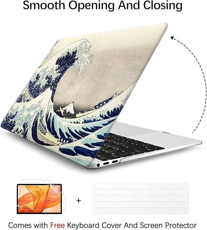 Berkin Arts for MacBook Pro 16 Inch Cover A3403 A3186 A2991 A2780 A2485 (2024-2021) with M4/M3/M2/M1 Pro/Max Chip with Keyboard Cover & Screen Protector Ukiyo-e (The Great Wave by Hokusai)