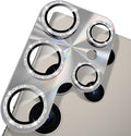 YWXTW Camera Lens Protector for Samsung Galaxy S24 Ultra, [Lithography Laser Gradient] [5X Strengthen] Bling Glitter Tempered Glass Screen Protector Metal Ring Camera Lens Cover (Titanium Gray)