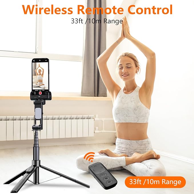71" Tripod for iPhone with Light, Auto Face Tracking Selfie Stick Tripod, Upgrade Strong Gimbal Stabilizer 360 Rotation with Remote for Content Creator Vlog Live Streaming Video Record Tiktok YouTube