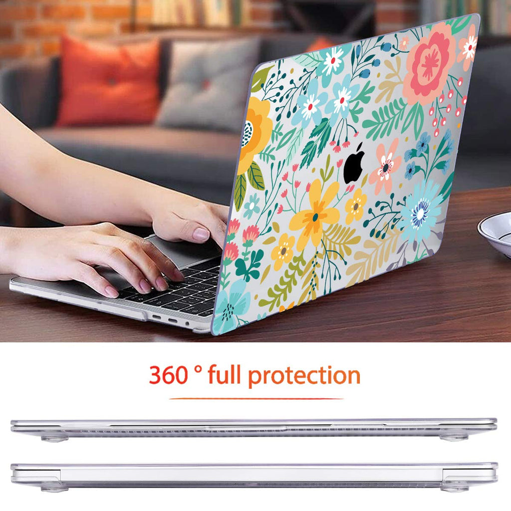 Mektron for MacBook Air 13 Case A1466/A1369 (2010-2017 Release), Snap-on Plastic Hard Shell Cover for MacBook Air 13.3 inch with Keyboard Cover,Garden Flowers