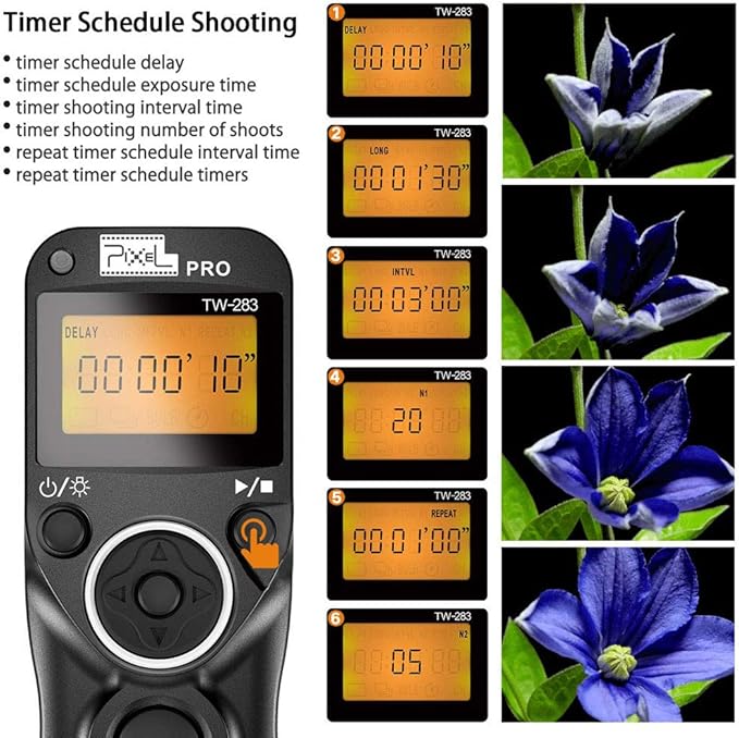 Pixel Wireless Shutter Release Cable Timer Remote Control TW-283 UC1 Compatible for Olympus Cameras