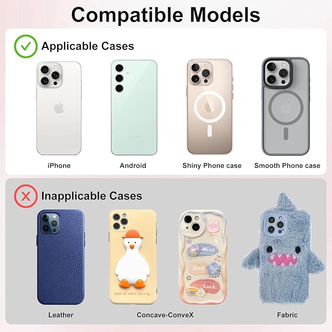 1 Pack Silicone Suction Cup Phone Case Mount Double Sided, Phone Accessories Hands-Free Strong Grip Holder for Selfies and Videos, Silicon Phone Stand Sticky for iPhone and Android White