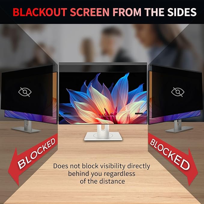Magnetic 27 Inch Computer Privacy Screen Filter, Hanging Computer Screen Privacy Shield for 16:9 Monitor Removable Anti Blue Light Glare Eye Protection