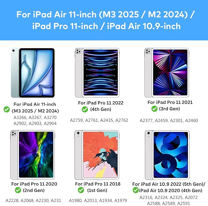 Keyboard Case for iPad Air 11-inch (M3 2025 / M2 2024) & iPad Pro 11 inch(1st/2nd/3rd/4th Generation) – Magic-Style Magnetic Keyboard Case with Multi-Touch Trackpad for 10.9” iPad Air 4th/5th Gen.