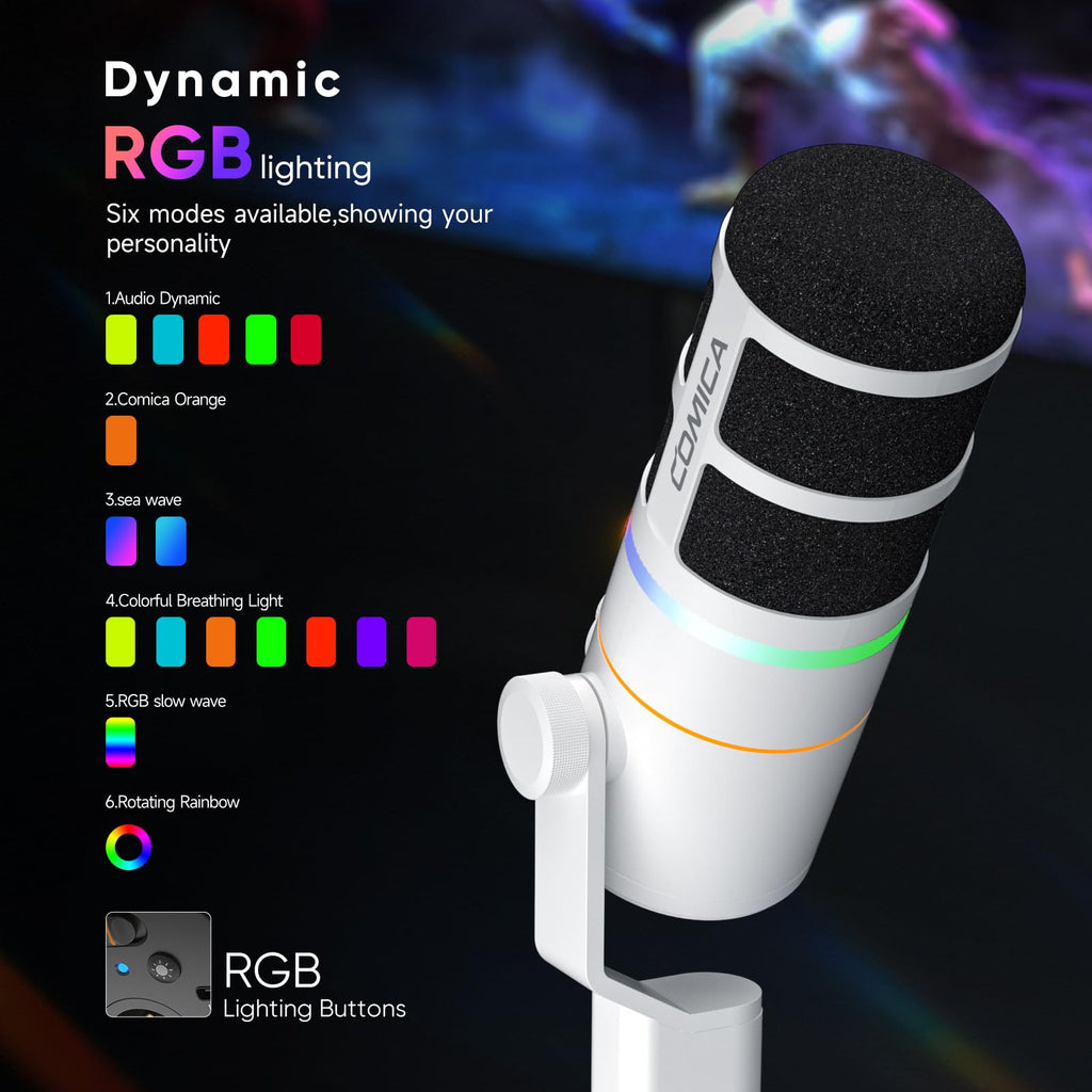 COMICA EJoy D10(A) USB/XLR Dynamic Gaming Mic with Boom Arm, Noise Cancel