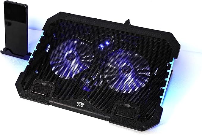 RGB Gaming Laptop Cooling Pad 17-12Inch 4Fans (Customized RGB Sidelight with Switch,Laptop Fan Speed Adjustable,5 Heights Adjustment with Phone Holder)Fit Apple MacBook Laptop Fan Cooling Pad