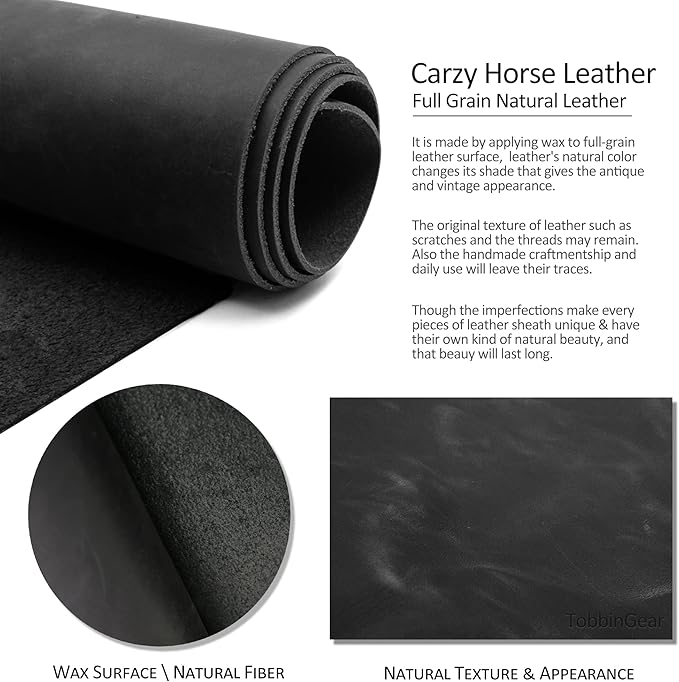 TobbinGear Left-Handed Leather Cell Phone Holster with Belt Clip, Universal Phone Holster for Men Belt Holder, Leather Case for iPhone, Samsung Galaxy Phones, Black Color