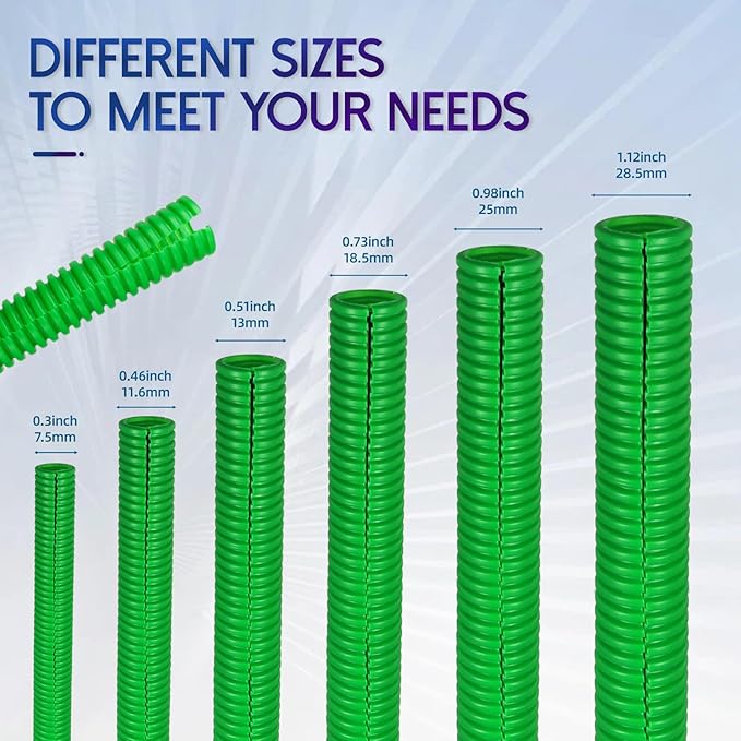 Split Wire Loom Tubing,10,25ft Cord Protectors from Pets No Chew, Flexible Wire Covers Cord Protectors, Protective Split Cable Sleeve for Automotive Home Industrial Wires(Green, 0.98inch-25ft)
