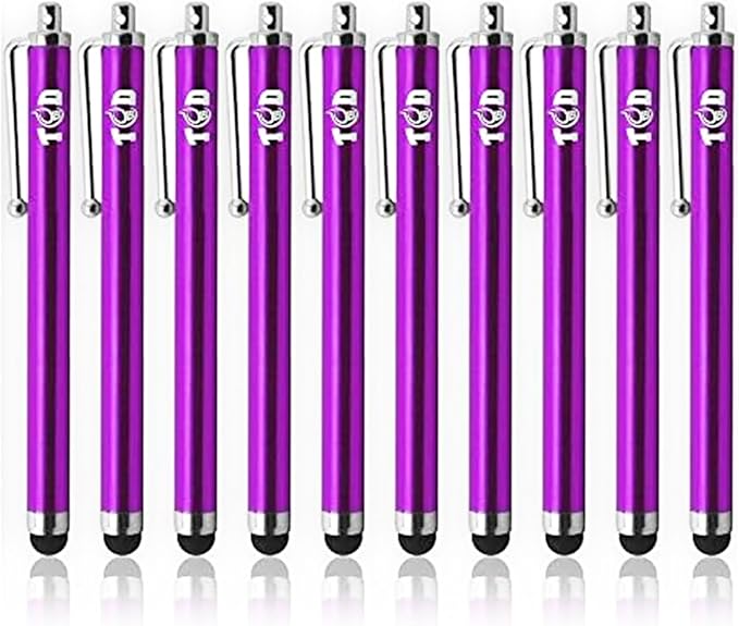 TCD 10 Pack Stylus Pen for Touch Screen, Universal Capacitive Digital Stylus Pen for iPad, iPhone, Tablet, Laptop – Premium Thick Styluses for All Touchscreen Devices with Rubber Tip, Purple