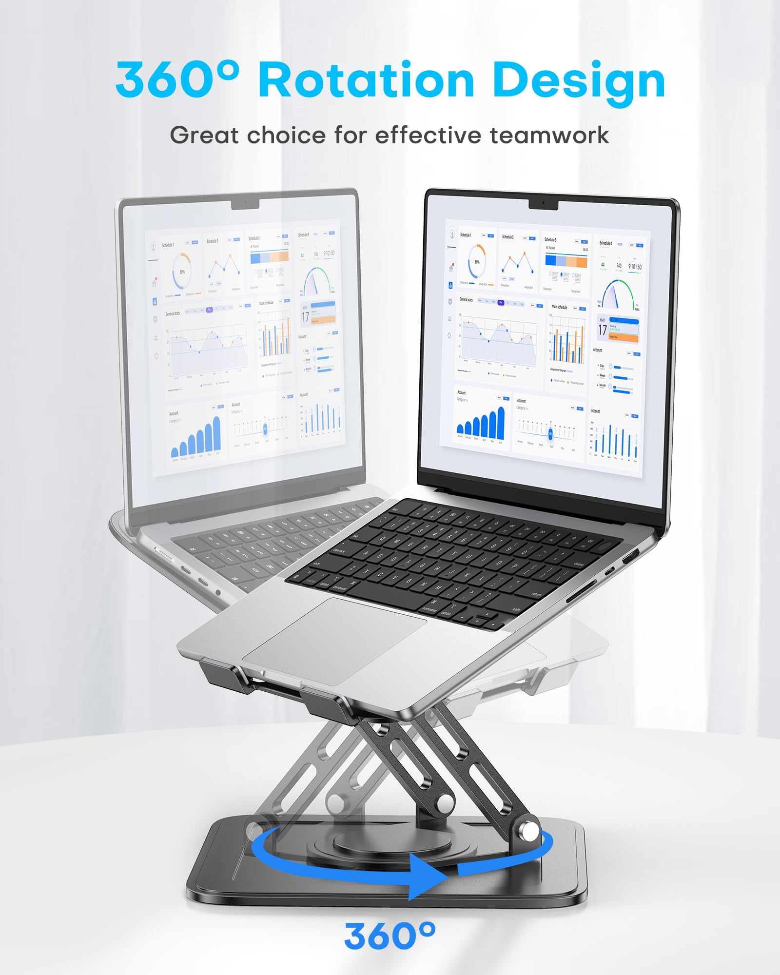 LOXP Adjustable Laptop Stand, Computer Stand with 360 Rotating Base