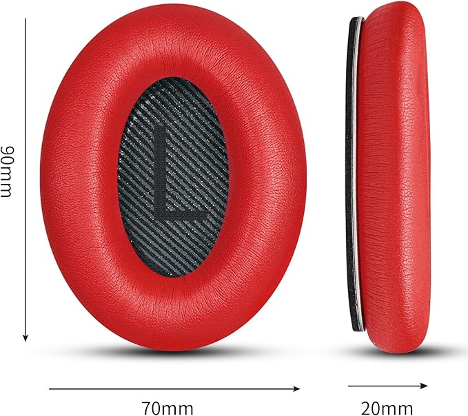 Headphones Replacement Ear Pads, Protein Leather earpad Cushions for Bose Quiet Comfort QC35 Headphones, Replacement Earpads, Softer Memory Foam - Red