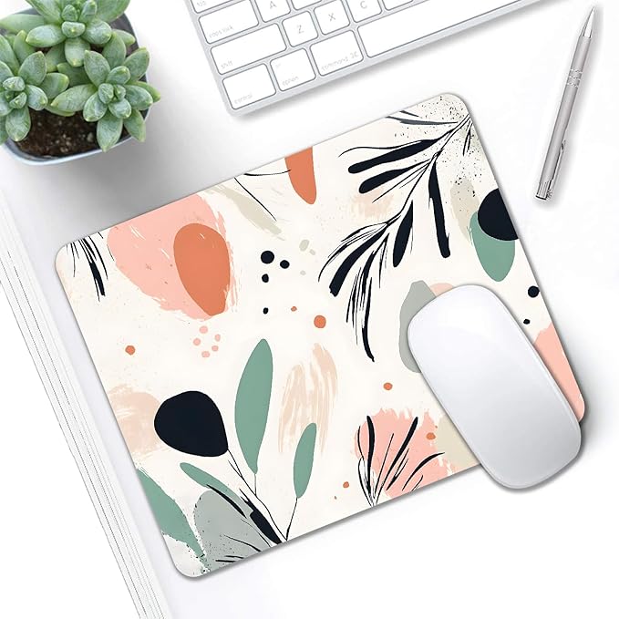 Mouse Pad, Cute Aesthetics Art Boho Mouse Pads for Desk, 9.5" x 7.9" Non-Slip Rubber Base Computer Mousepad with Women, Portable Square Design for Wireless Mouse and Pad Laptop Office & Travel