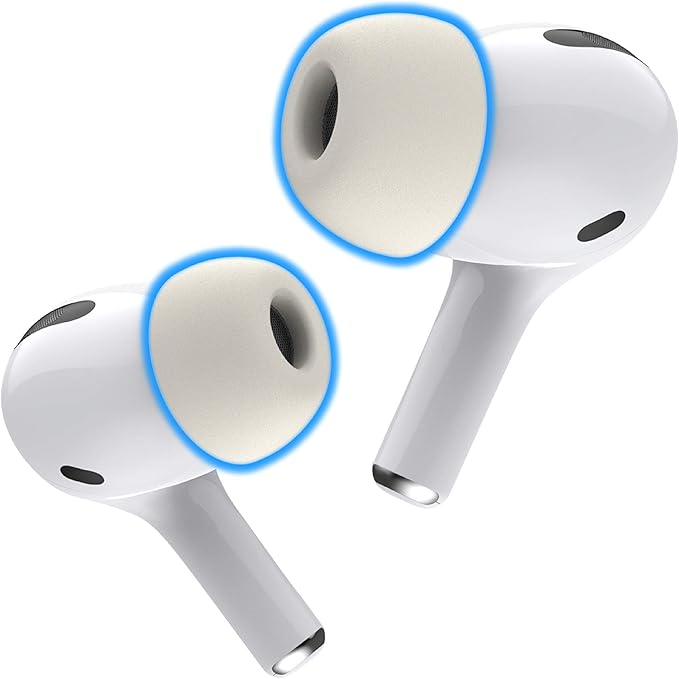 Foam Masters Memory Foam Ear Tips for AirPods Pro 1st & 2nd Gen | Comfortable | Secure | Better Noise Cancellation | Version 3.0 Replacement Buds (Medium - 3 Pairs, White)