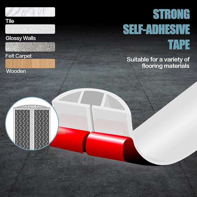 Floor Cord Cover Self Adhesive Cord Hider,3.3FT Cable Management, Extension Strip Protector for Wires, Prevent Cable Trips for Offices, Gyms, Exhibitions Cavity:0.3"(W) x 0.28"(H) White
