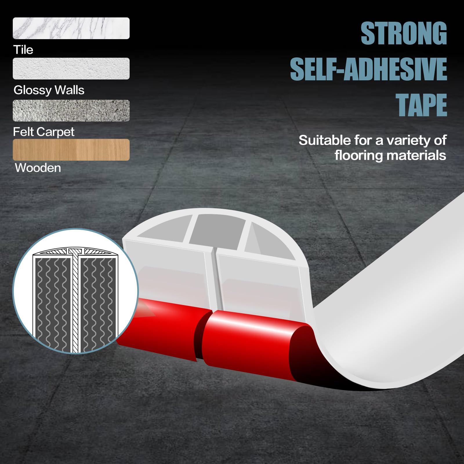 Floor Cord Cover Self Adhesive Cord Hider,20FT Cable Management, Extension Strip Protector for Wires, Prevent Cable Trips for Offices, Gyms, Exhibitions Cavity:0.39"(W) x 0.27"(H) White