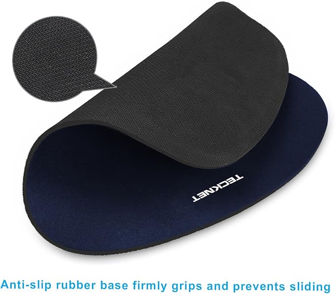 TECKNET 2 Pack Mouse Pad with Wrist Support, Ergonomic Gaming Mouse Pad Pain Relief, Portable Comfortable Mousepad for Computer, Laptop, Office, Home Non-Slip Base, Waterproof Surface - Navy