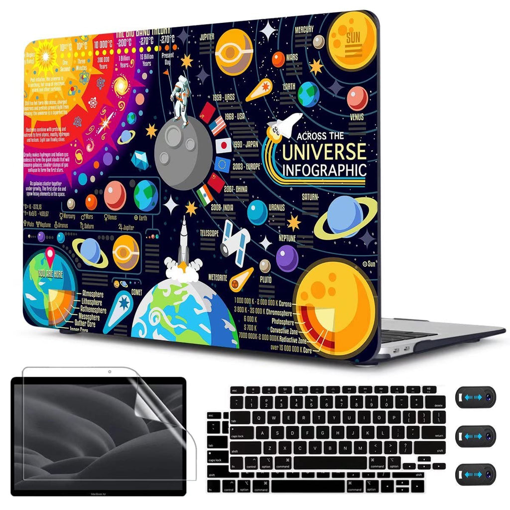CISSOOK Compatible with MacBook Air 13 inch Case 2021 2020 2019 2018 Release A2337 M1 A2179 A1932, Hard Shell Case+ Keyboard Cover for MacBook Air 13 Inch with Retina Display Touch ID, Universe Space