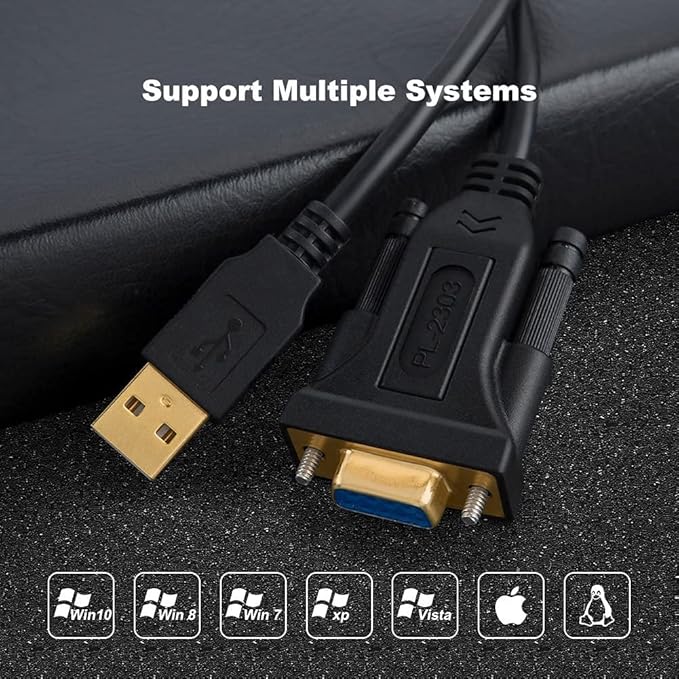 CableCreation USB to RS232 Serial Adapter with PL2303 Chipset, 10 FT USB to DB9 Pin Female Converter Cable for Cashier Register, Modem, Scanner, Digital Cameras,CNC etc, Black