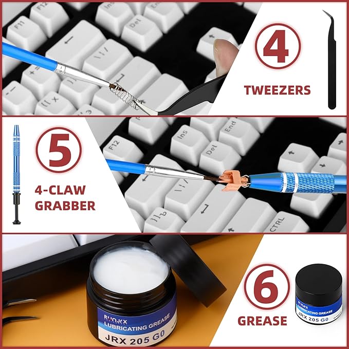 RUNJRX Keyboard Lube Kit and Switch Lube 15g/0.53oz JRX-205 G0 with Switch Opener Tweezers for Custom Keyboard