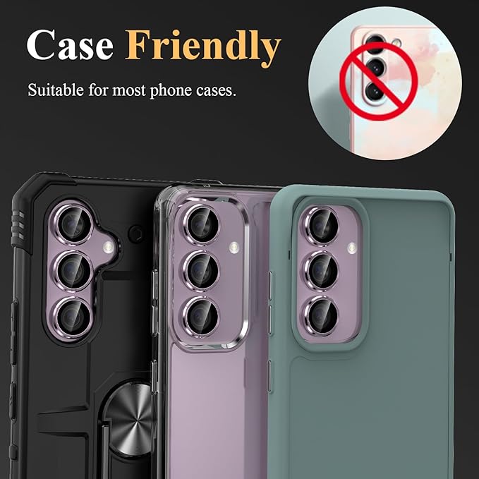 YWXTW Camera Lens Protector for Samsung Galaxy S24 / S23 / S23 Plus, [NOT for S24 Plus] 9H Tempered Glass Metal Individual Ring Camera Screen Protector for S24 Accessories (Lavender)