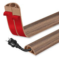 Floor Cord Cover for Wires on Floor Self Adhesive Cord Hider Floor Cable Management Wire Covers for Cords Protector Prevent Cable Trips Cord Cavity W 0.32" x H 0.32", Misty Brown Wood, 3.3Ft