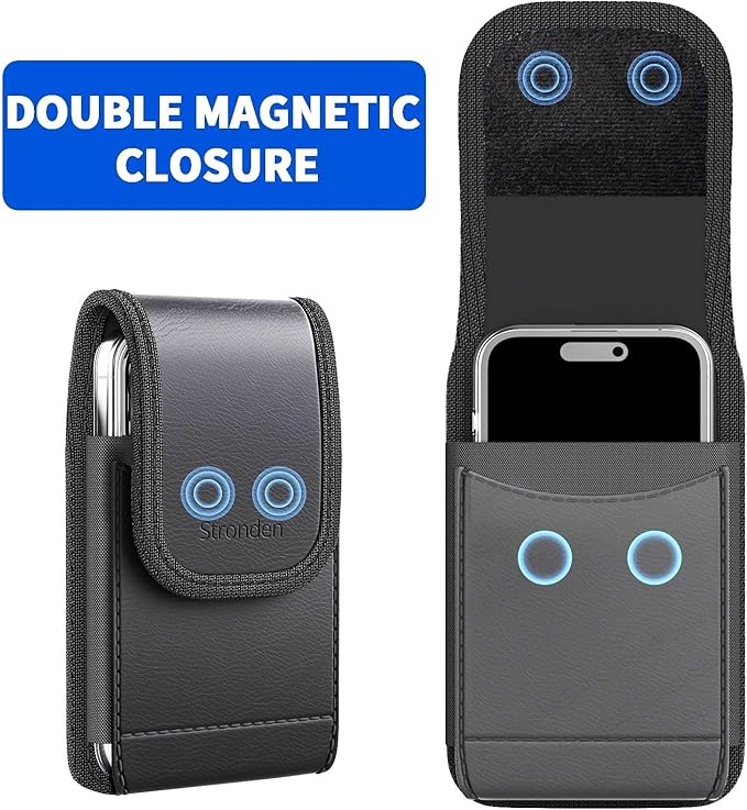 Holster for iPhone 17 Air, 17 Pro, 17, 16e, 16, 16 Pro, 15, 15 Pro, 14, 14 Pro, 13, 13 Pro - Leather Holster Case with Belt Clip, Pouch with Magnetic Closure (Fits Slim/Thin Case Only)