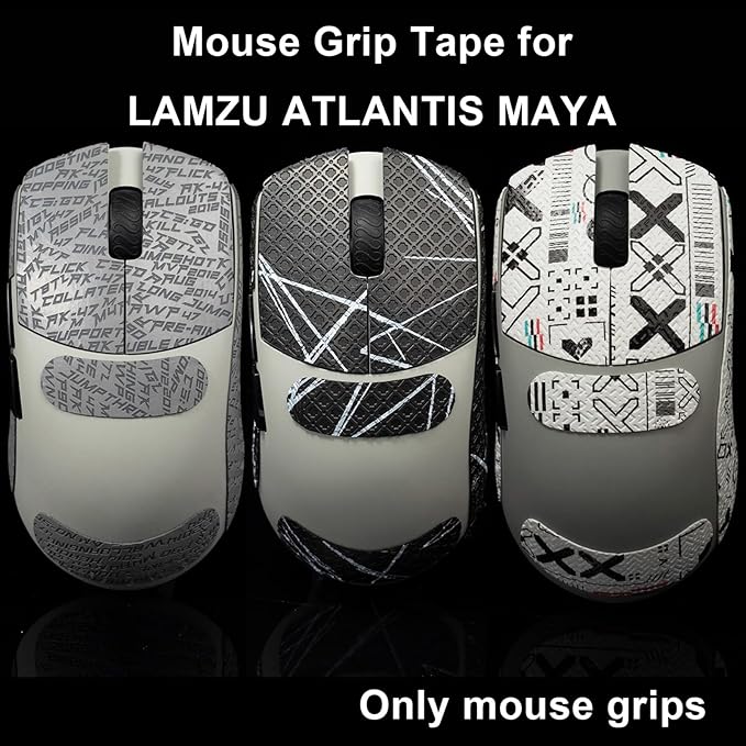 Grip Tape for Lamzu Atlantis Maya - Anti-Slip,Enhanced Control, Sweat Resistance,Improves FPS Gaming Grip & Mouse Protection [Pre-Cut] CS Cyan 0.3mm