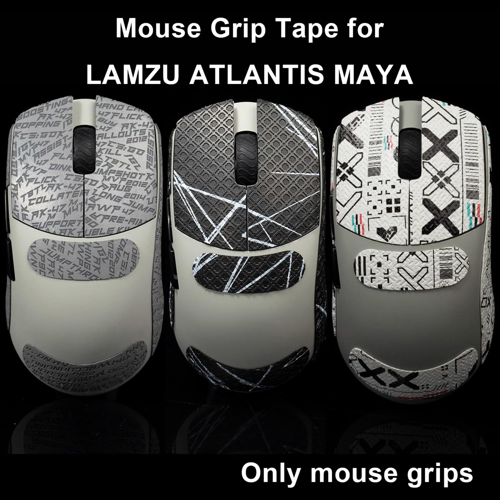 Hokeyio Grip Tape for Lamzu Atlantis Maya - Anti-Slip,Enhanced Control, Sweat Resistance,Improves FPS Gaming Grip & Mouse Protection [Pre-Cut] EVA White 0.5mm