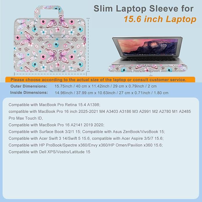 Universal Laptop Shoulder Bag 13-17.3 Inch Shockproof Briefcase with Multi-Pockets & Adjustable Strap for MacBook Pro/Air