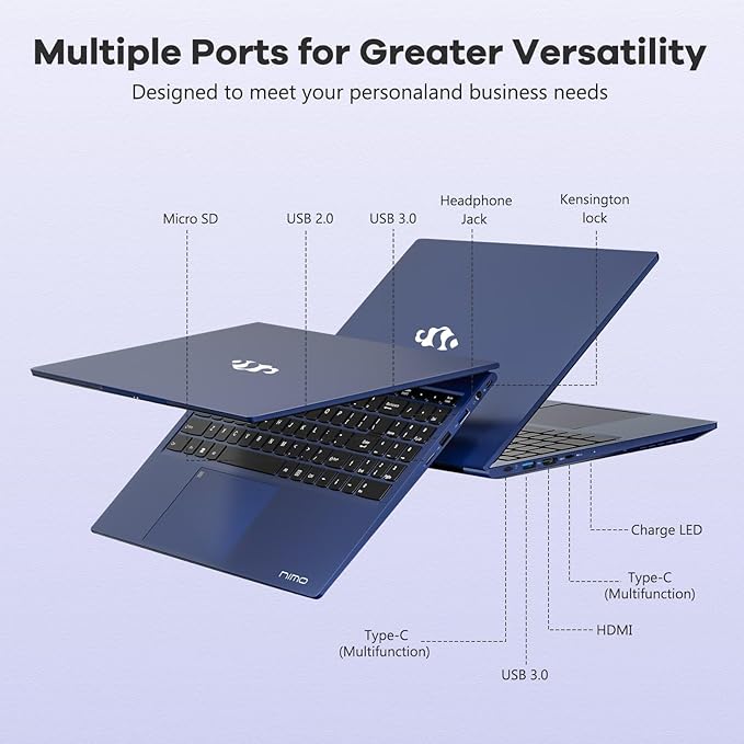 NIMO 15.6" IPS FHD-Gaming-Laptop, AMD Ryzen 5 6600H 6-Cores 660M GPU 64GB DDR5 RAM 1TB SSD(Beat i7-1165G7, Up to 4.5GHz) Computer with 100W GaN Type C Fingerprint Backlit Keyboard Win 11