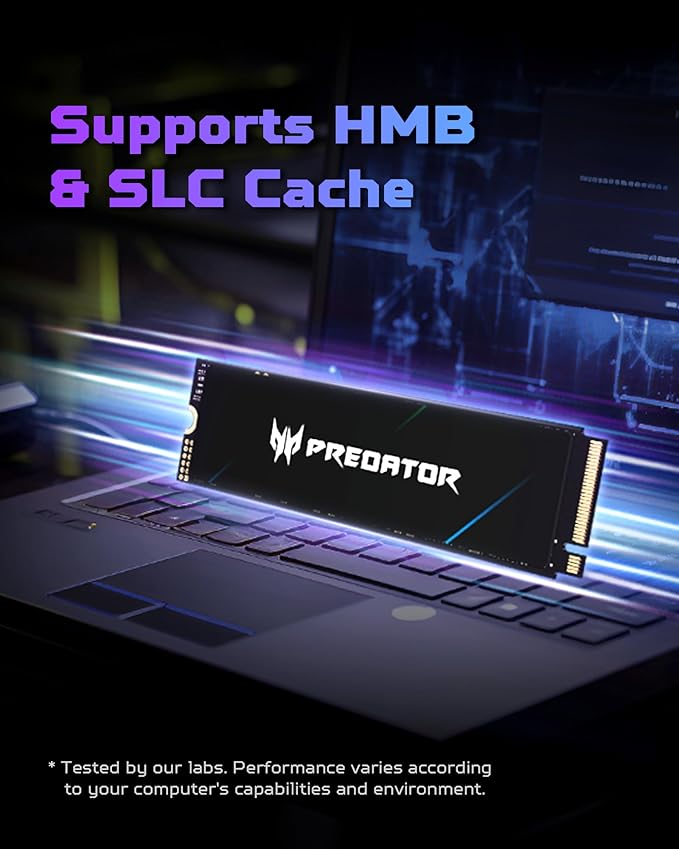 acer Predator GM7 1TB SSD: M.2 2280 PCIe Gen 4 x4 NVMe 2.0, Read Speed Up to 7400 MB/s, Internal PC Solid State Drive for Laptop, Desktop and PS5