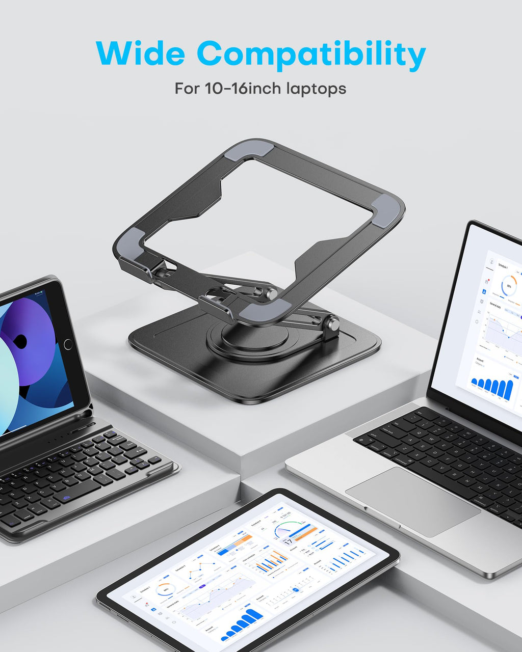 LOXP Adjustable Laptop Stand, Computer Stand with 360 Rotating Base