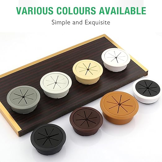 2 Pcs Desk Grommet 3-1/8" / 80 mm, Desk Hole Cover for Cables Dark Grey, Cable Grommet ABS Plastic, Desk Hole Grommet for Home & Office Pc, Detachable Cable Cord Organizer