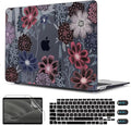 CISSOOK Case for MacBook Air 13 inch M1 Chip A2337 A2179 A1932 2021-2018 Release, Protective Black Shell with Keyboard Skin + Screen Protector for MacBook Air 13-inch with Touch ID, Texture Flowers