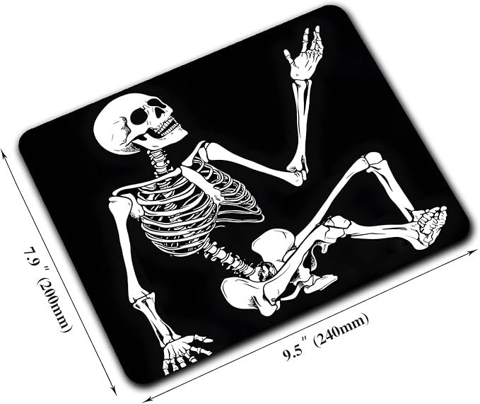 Cool Funny Skull Custom Mouse Pad with Non-Slip Rubber, Small Square Design for Wireless Laptop & Computer Mouse Pads for Desk, 9.5 x 7.9 inch Smooth Surface for Gaming & Office